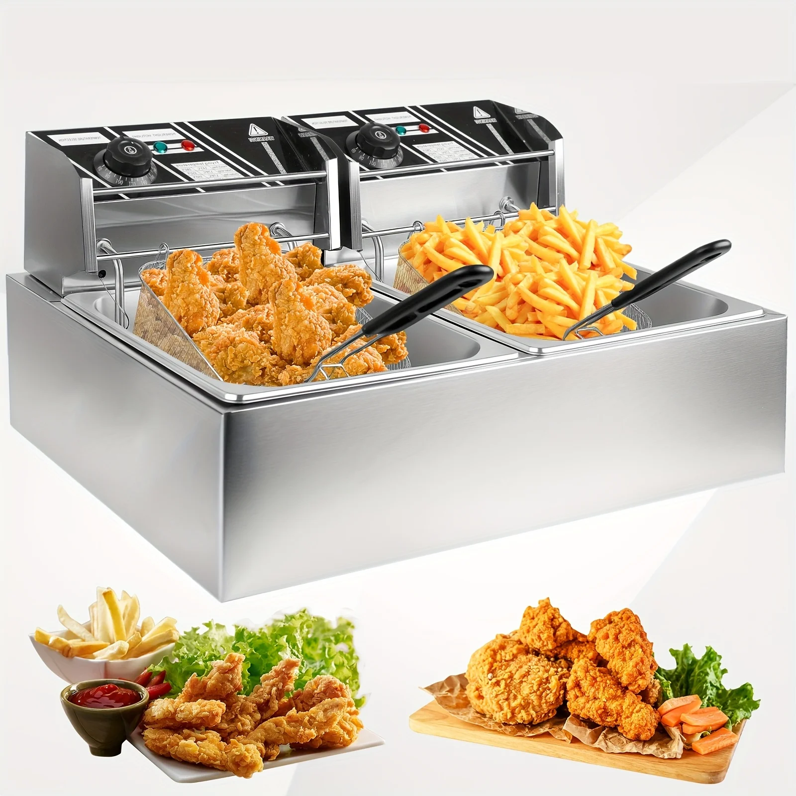 usCommercial 3.17gal Dual Basket Electric Deep Fryer - 5000W High Power (2500W X 2) for Efficient Oil Frying - Restaurant Graded
usCommercial 3.17gal Dual Basket Electric Deep Fryer - 5000W High Power (2500W X 2) for Efficient Oil Frying - Restaurant Graded