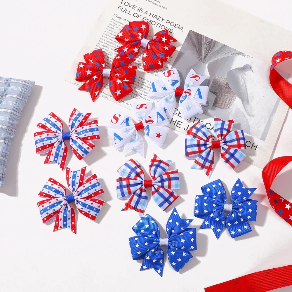 10pcs/set Ribbon Hair Bows Clips for Girls 3D Print Star Bowknot Hairpin Headwear July 4th Independence Day Hair Accessories
10pcs/set Ribbon Hair Bows Clips for Girls 3D Print Star Bowknot Hairpin Headwear July 4th Independence Day Hair Accessories
