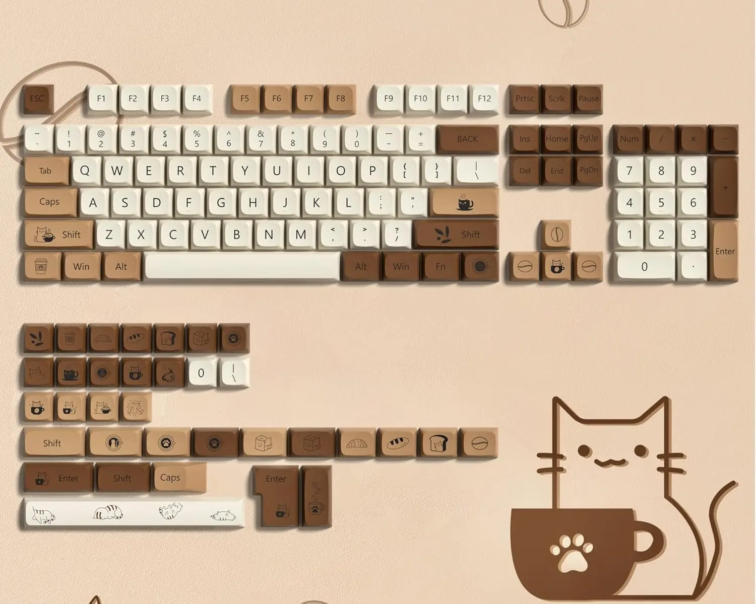 138 клавиш Coffee Cat PBT Keycap 5-сторонний DYE-SUB XDA Profile Индивидуальные колпачки для клавиш Cherry MX Switch Gamer Механические клавиатуры
138 клавиш Coffee Cat PBT Keycap 5-сторонний DYE-SUB XDA Profile Индивидуальные колпачки для клавиш Cherry MX Switch Gamer Механические клавиатуры