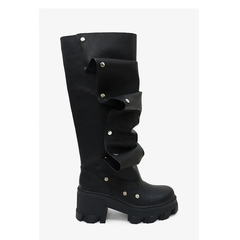 Black Round Toe Metal Rivet Two-Way Wear Platform Knee-High Boots Woman Winter 2025 Thick Bottom Chunky Heel Heap Boots Fashion
Black Round Toe Metal Rivet Two-Way Wear Platform Knee-High Boots Woman Winter 2025 Thick Bottom Chunky Heel Heap Boots Fashion
