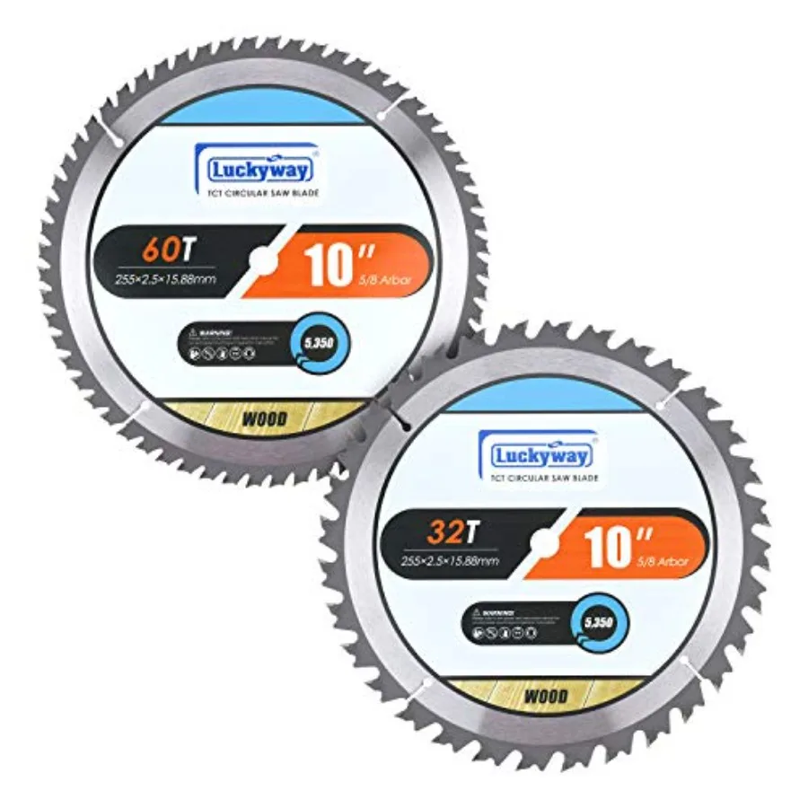 10 Inch Table Saw Blade/Miter Saw Blade for Ultra-Nice Wood Cutting in Construction, Two Pack of 60-Tooth and 32-Tooth
10 Inch Table Saw Blade/Miter Saw Blade for Ultra-Nice Wood Cutting in Construction, Two Pack of 60-Tooth and 32-Tooth