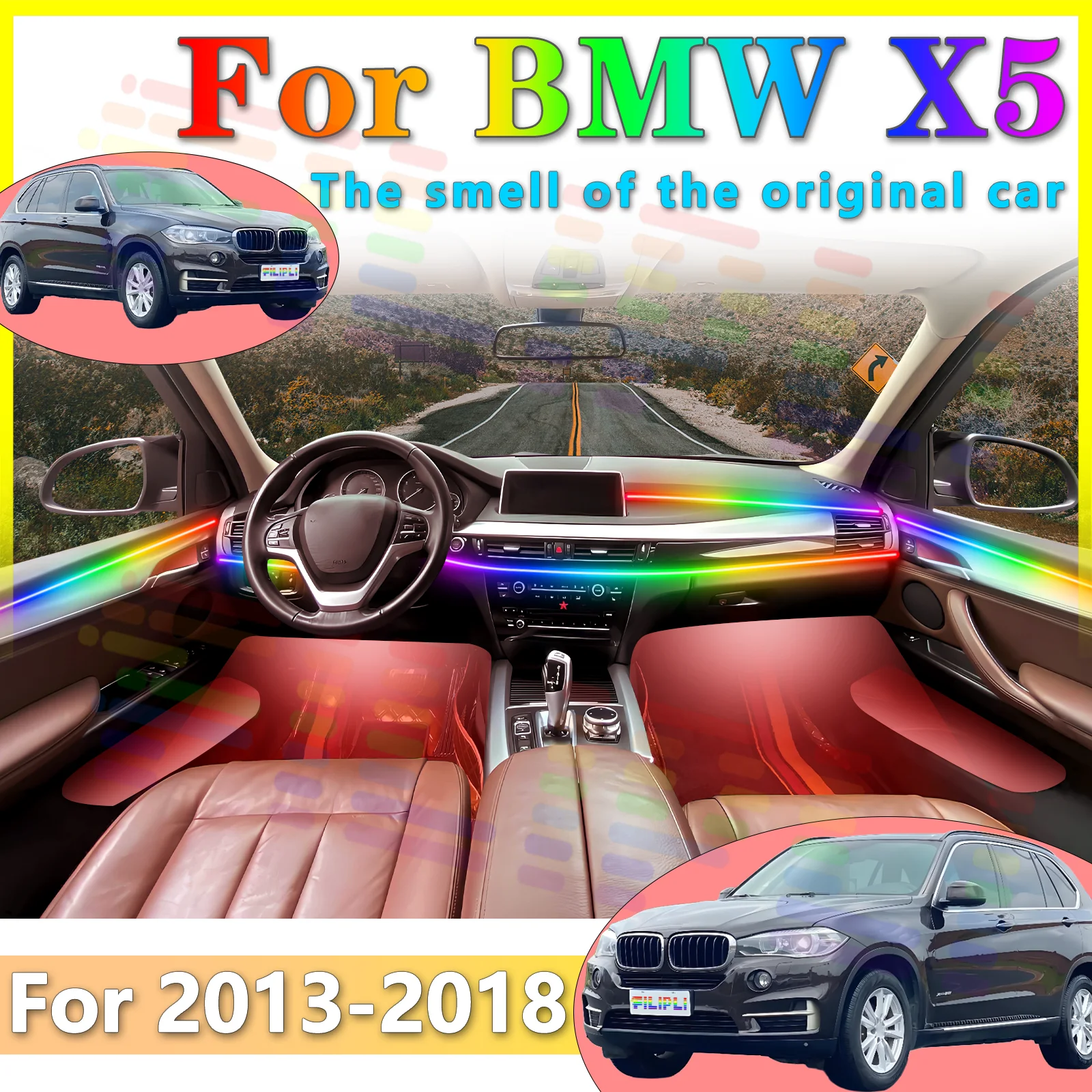 FILIPLI для BMW X5 F15, внутренняя светодиодная RGB симфоническая атмосферная световая полоса, 64 цвета, функция приложения для улучшения вождения
FILIPLI для BMW X5 F15, внутренняя светодиодная RGB симфоническая атмосферная световая полоса, 64 цвета, функция приложения для улучшения вождения
