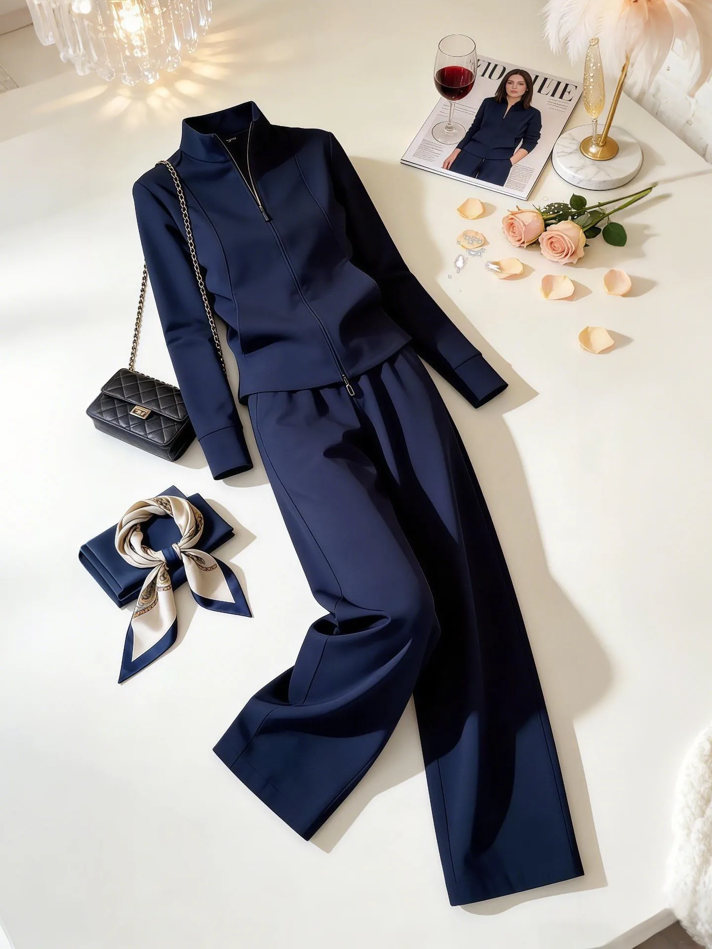 Spring Fashionable Women's Zipper Hoodie Cardigan Long Pants Set Luxury Commute Outfit Two-Piece Set Stand Collar Zipper Design
Spring Fashionable Women's Zipper Hoodie Cardigan Long Pants Set Luxury Commute Outfit Two-Piece Set Stand Collar Zipper Design