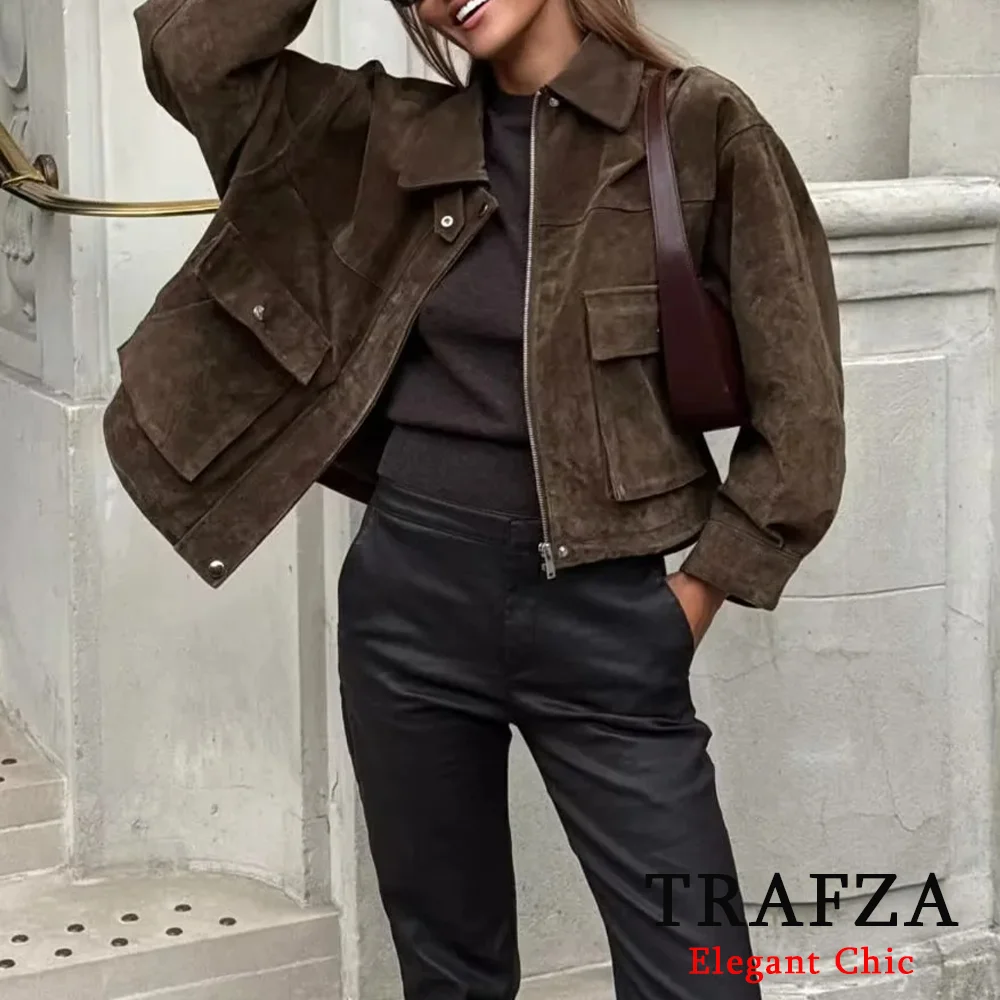TRAFZA Women Vintage Chic Pocket Jacket Lapel Loose Pilot Jacket 2025 Spring Fall Fashion High Street Elegant Casual Lady Jacket
TRAFZA Women Vintage Chic Pocket Jacket Lapel Loose Pilot Jacket 2025 Spring Fall Fashion High Street Elegant Casual Lady Jacket