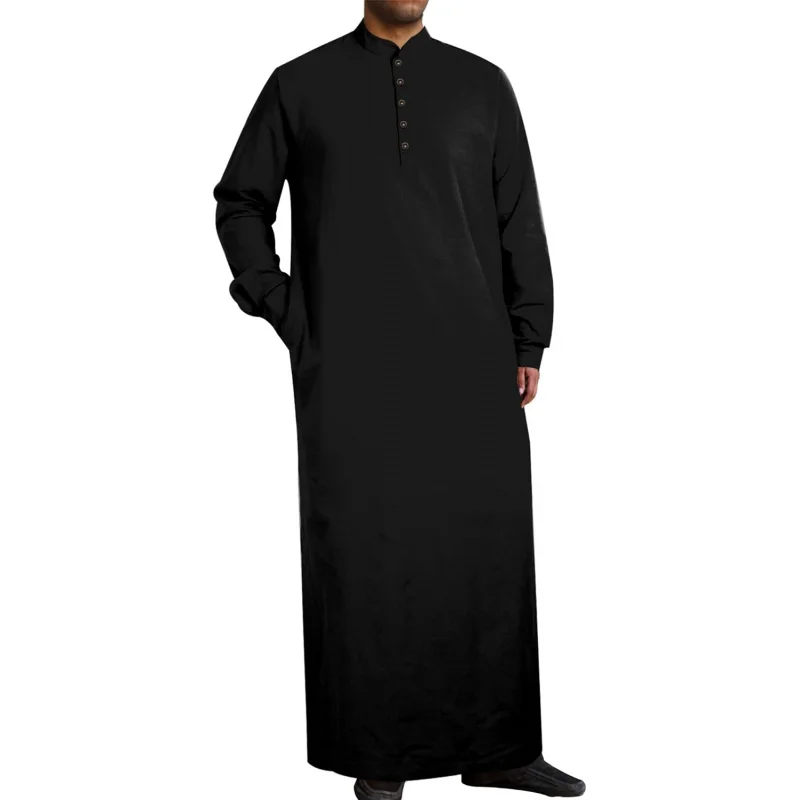 Muslim Thobe for Men Button down Mens Caftans Big and Tall Mens Arab Thobe with Pocket
Muslim Thobe for Men Button down Mens Caftans Big and Tall Mens Arab Thobe with Pocket