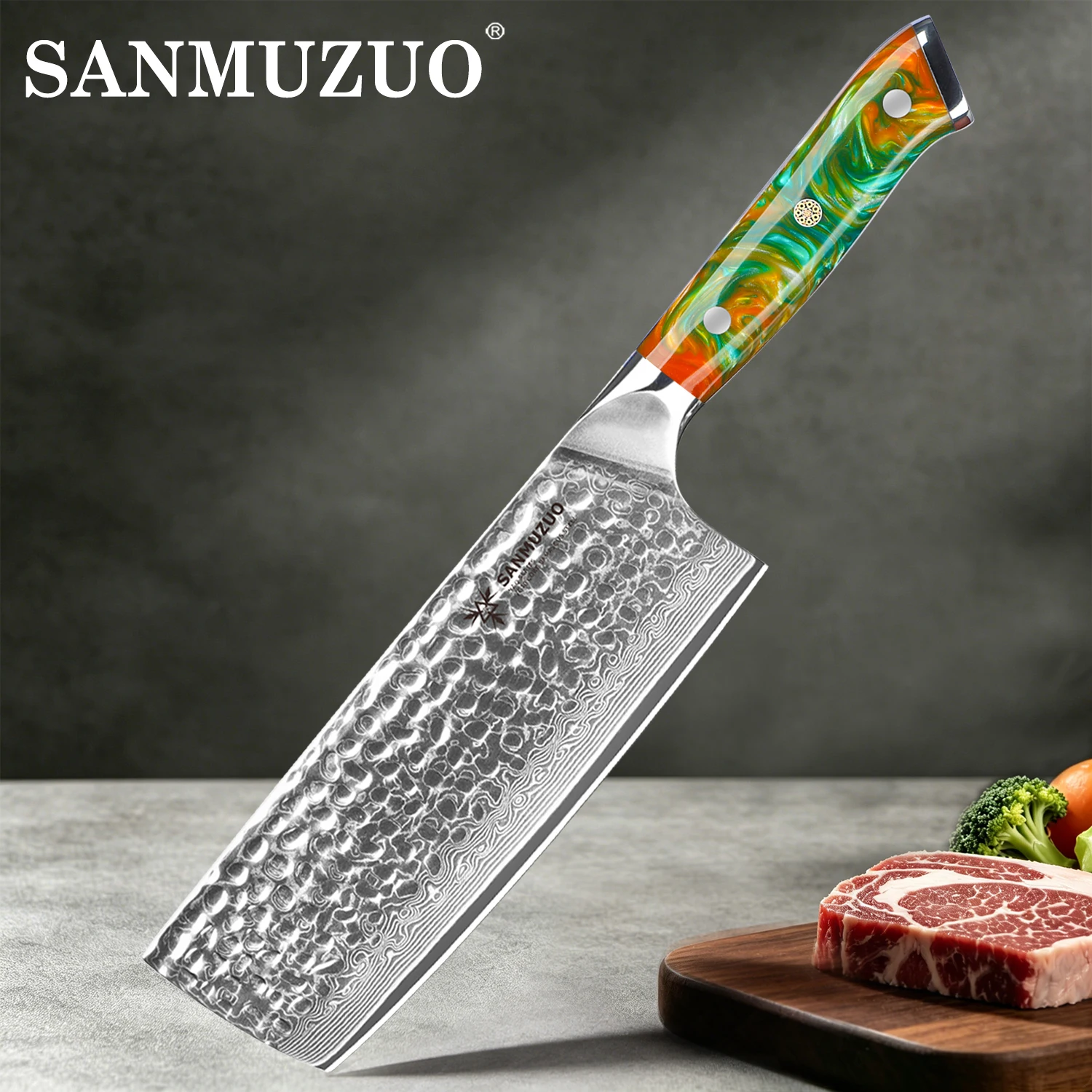SANMUZUO VG10 Damascus Steel 7 Inch Chinese Chef Cleaver - YAO Series Kitchen Knife Resin Handle for Home Cooking & Cutting
SANMUZUO VG10 Damascus Steel 7 Inch Chinese Chef Cleaver - YAO Series Kitchen Knife Resin Handle for Home Cooking & Cutting