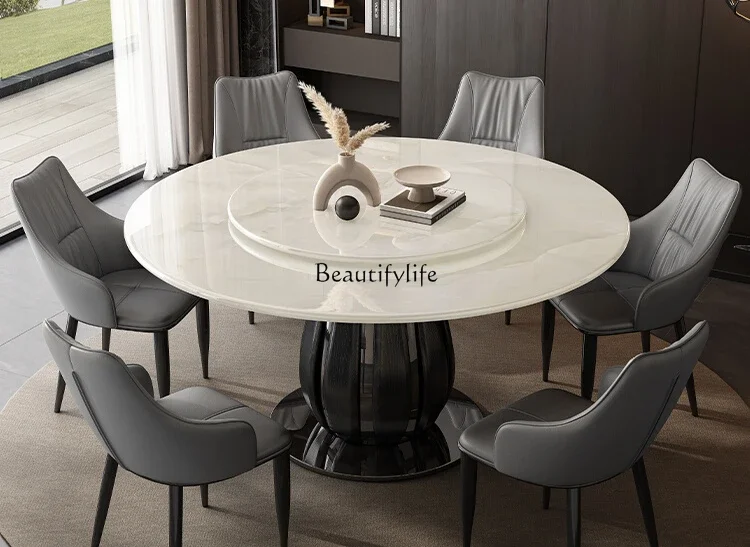 Light luxury high-end white ice jade pure natural marble dining table round custom luxury stone
Light luxury high-end white ice jade pure natural marble dining table round custom luxury stone