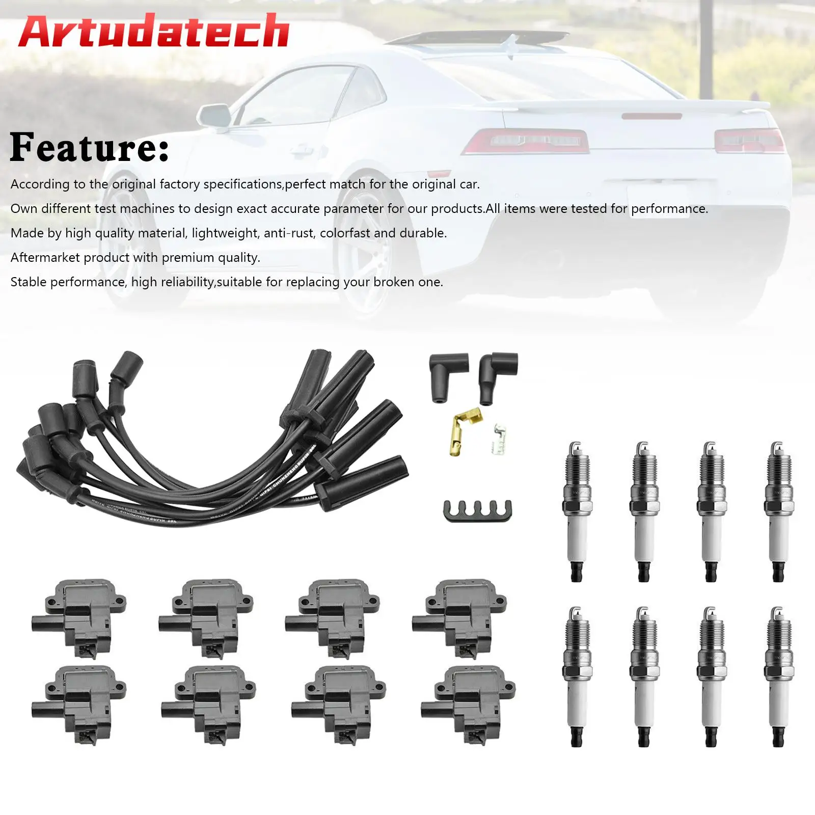 Катушка зажигания Artudatech 8X + свеча зажигания + провод D580 UF192 для Chevrolet Camaro LS1 LS6 1998-2002, автомобильные аксессуары
Катушка зажигания Artudatech 8X + свеча зажигания + провод D580 UF192 для Chevrolet Camaro LS1 LS6 1998-2002, автомобильные аксессуары