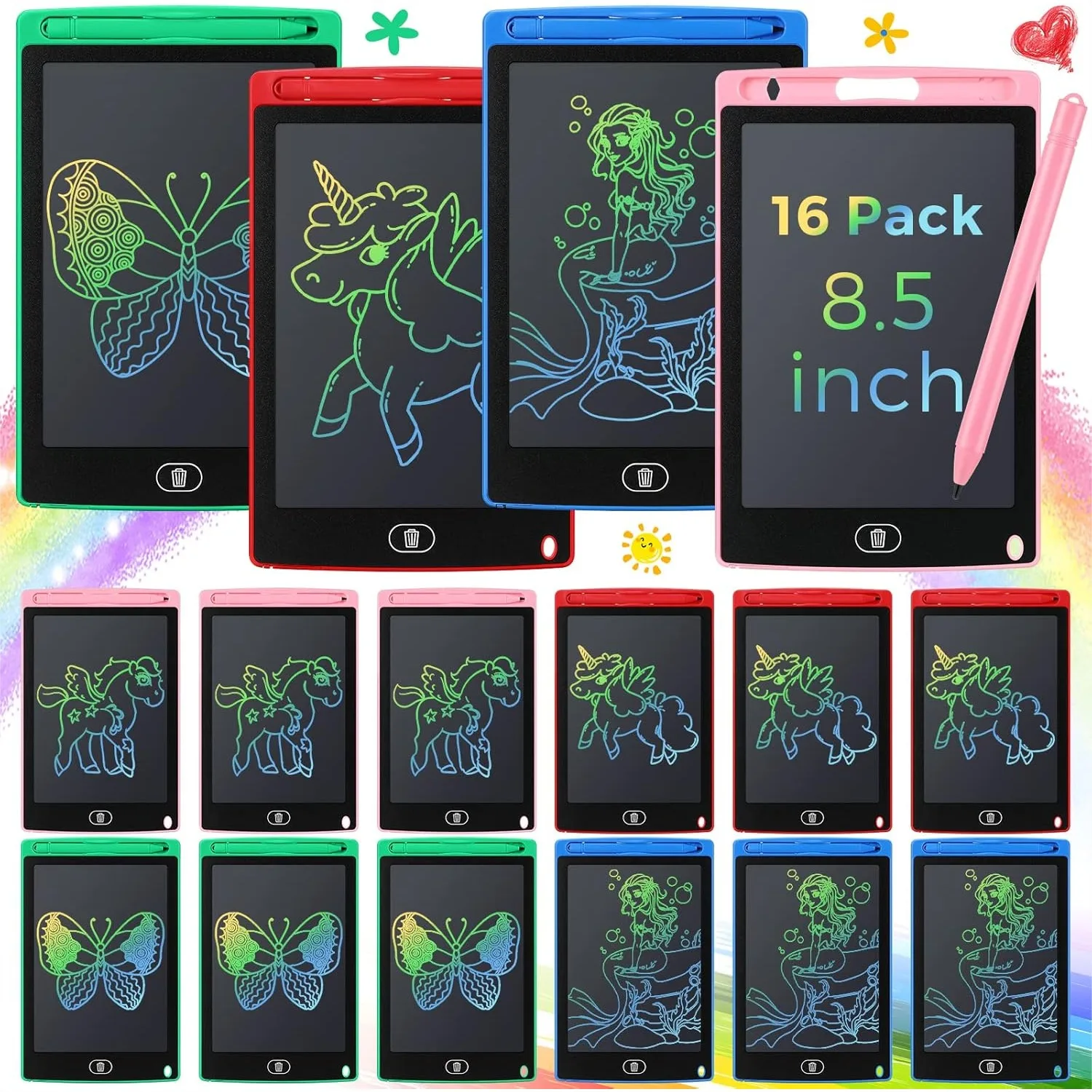 16 PCS LCD Writing Tablet for Kids 8.5 Inch Reusable Drawing Doodle Pad with Eraser, Portable Travel Toy for Boys Girls Back to
16 PCS LCD Writing Tablet for Kids 8.5 Inch Reusable Drawing Doodle Pad with Eraser, Portable Travel Toy for Boys Girls Back to