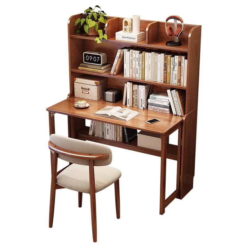 Solid wood folding desk bookshelf integrated student household small retractable study table bedroom space saving computer desk
Solid wood folding desk bookshelf integrated student household small retractable study table bedroom space saving computer desk