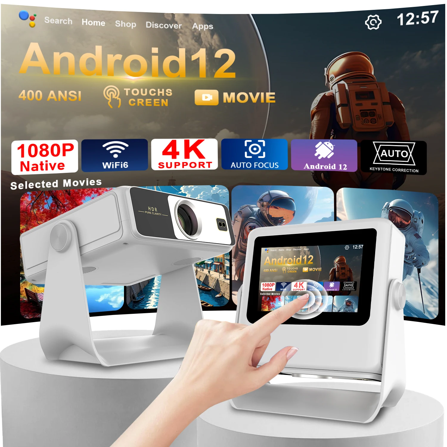 Smart 7" Projector 4K Touch Control Auto Focus WiFi BT Portable for Kitchen Cooking Elderly Easy
Smart 7" Projector 4K Touch Control Auto Focus WiFi BT Portable for Kitchen Cooking Elderly Easy