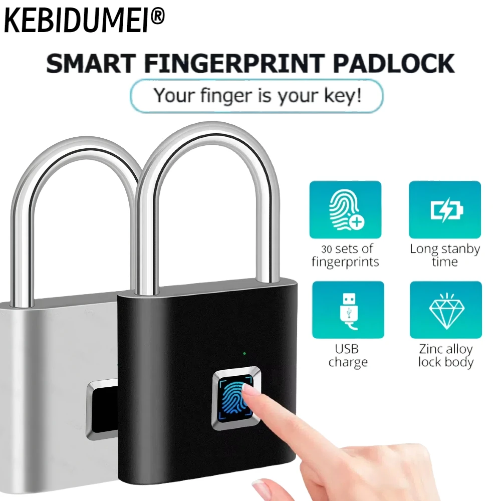 Keyless USB Rechargeable Fingerprint Lock Smart Home Padlock Waterproof Door Lock Quick Unlock Portable Anti-theft Padlock
Keyless USB Rechargeable Fingerprint Lock Smart Home Padlock Waterproof Door Lock Quick Unlock Portable Anti-theft Padlock