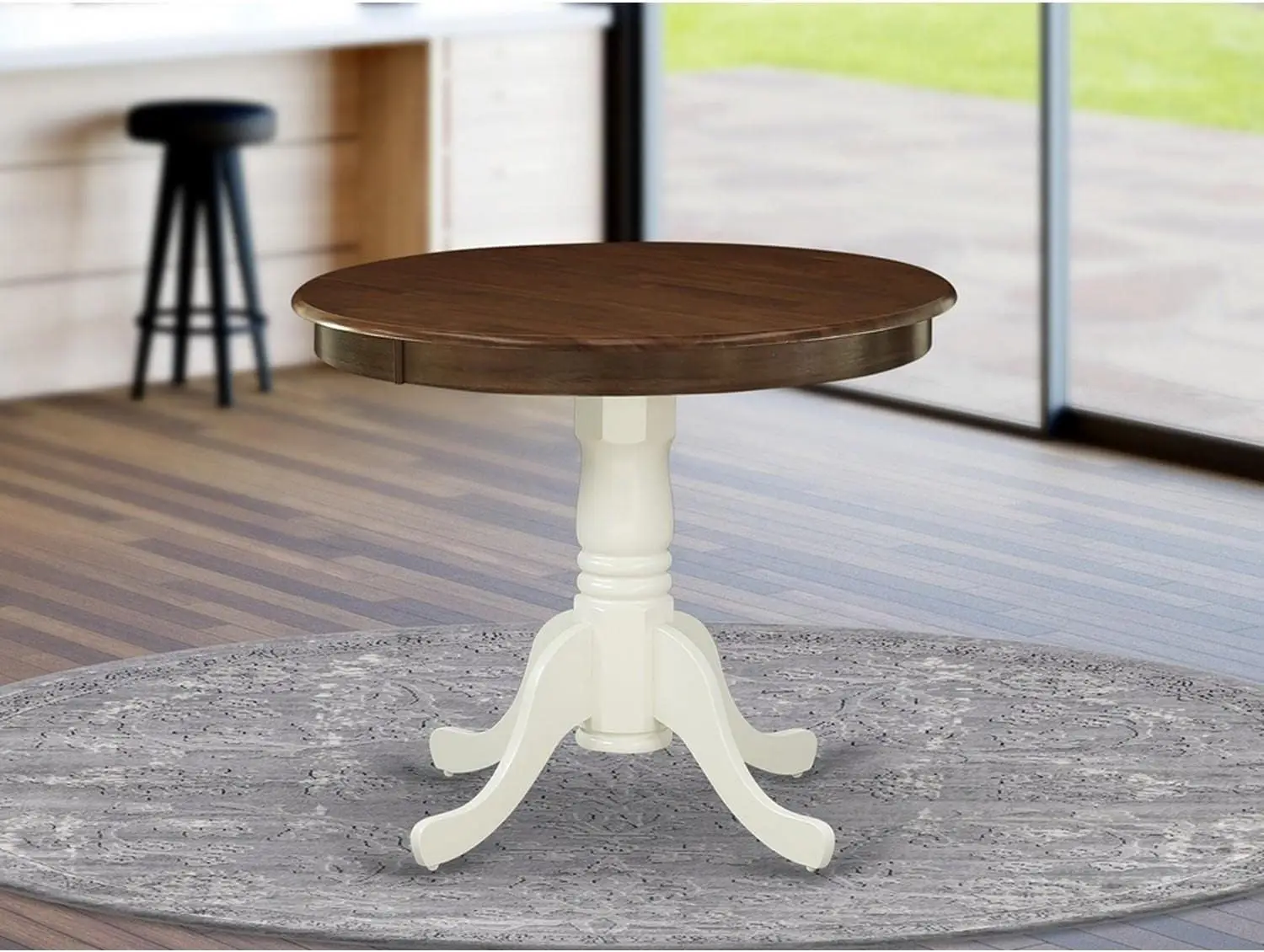 Antique Kitchen Dining Round Wooden Table Top with Pedestal Base, 36x36 Inch, Walnut & Linen White
Antique Kitchen Dining Round Wooden Table Top with Pedestal Base, 36x36 Inch, Walnut & Linen White
