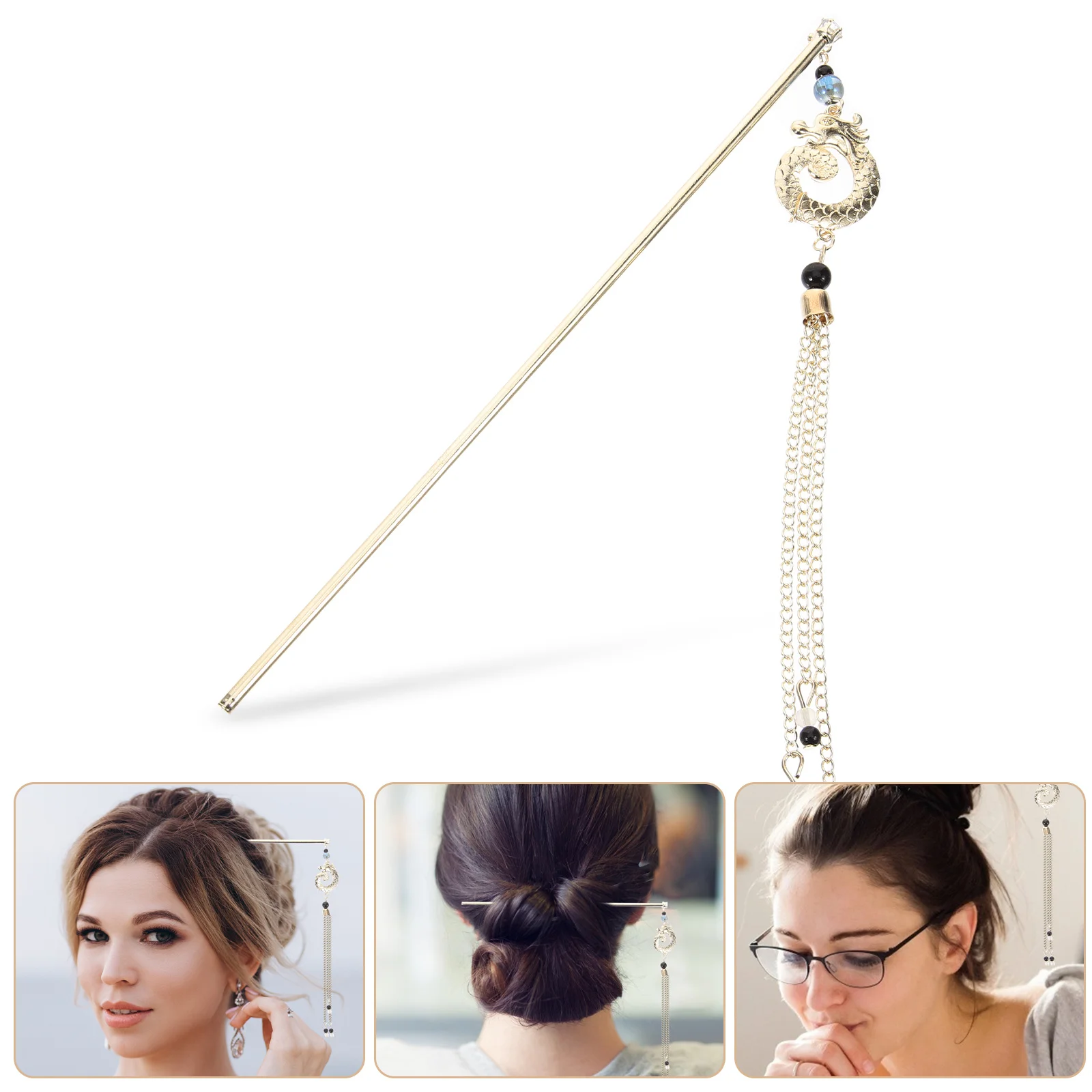 Streamer Hairpin Vintage Dragon Metal Hair Stick Hanfu Accessories Wedding Party Cosplay Chignon Pin Chinese Traditional 
Streamer Hairpin Vintage Dragon Metal Hair Stick Hanfu Accessories Wedding Party Cosplay Chignon Pin Chinese Traditional