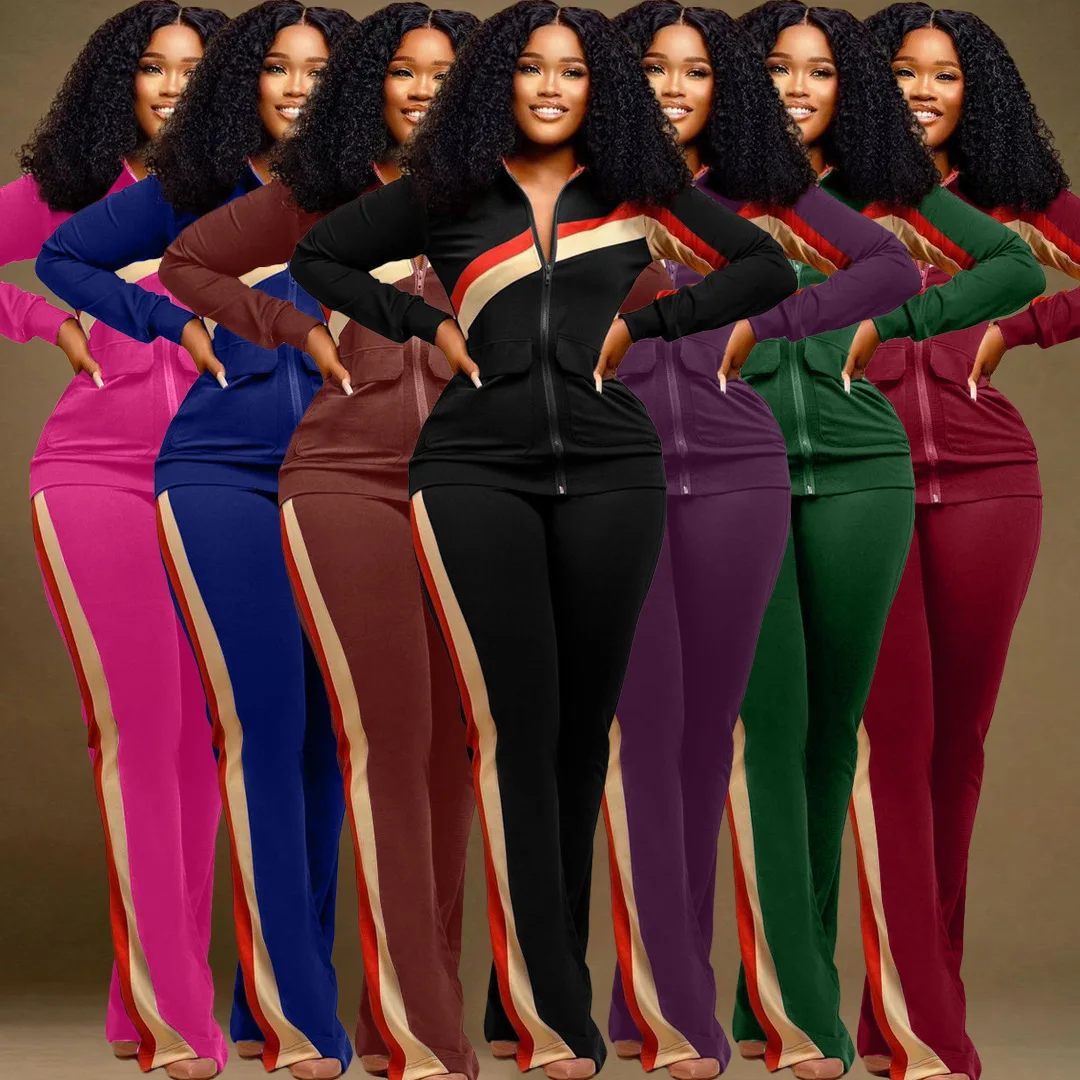 Autumn and Winter Women's Suit Two-piece Trousers Long Sleeve Zipper Pocket Contrast Sports Casual Fashion Suit
Autumn and Winter Women's Suit Two-piece Trousers Long Sleeve Zipper Pocket Contrast Sports Casual Fashion Suit
