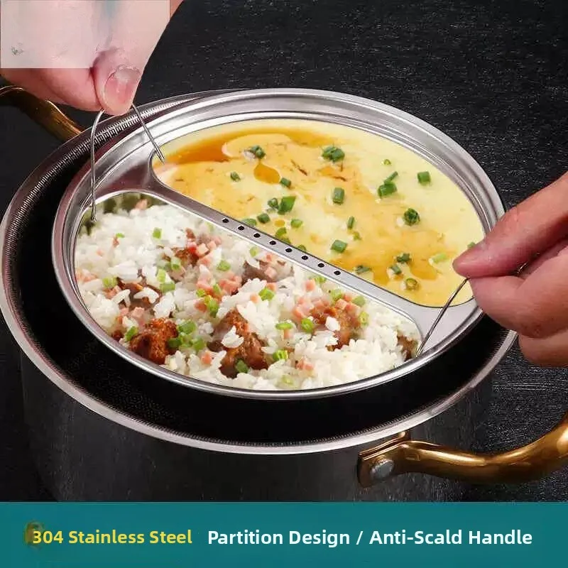 Food Grade 304 Stainless Steel Steaming Bowl with Divider And Handle Chinese Style Home Use Egg Steaming Bowl Pigeon Pair Bowl
Food Grade 304 Stainless Steel Steaming Bowl with Divider And Handle Chinese Style Home Use Egg Steaming Bowl Pigeon Pair Bowl