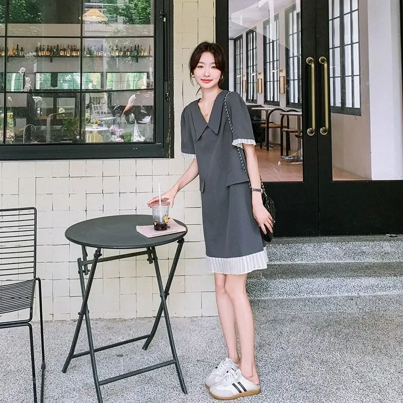 Women's Sailor Collar Layered Ruffle Hem Short-Sleeve Dress
Women's Sailor Collar Layered Ruffle Hem Short-Sleeve Dress