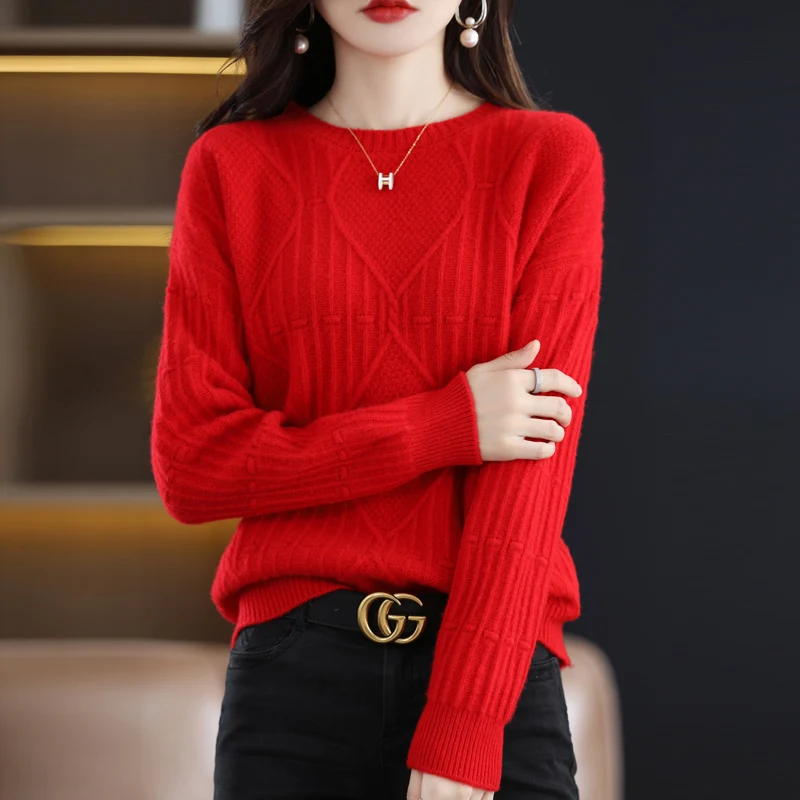 100% pure wool autumn and winter new long-sleeved round neck crochet fashion lazy loose ladies knitted pullover top
100% pure wool autumn and winter new long-sleeved round neck crochet fashion lazy loose ladies knitted pullover top