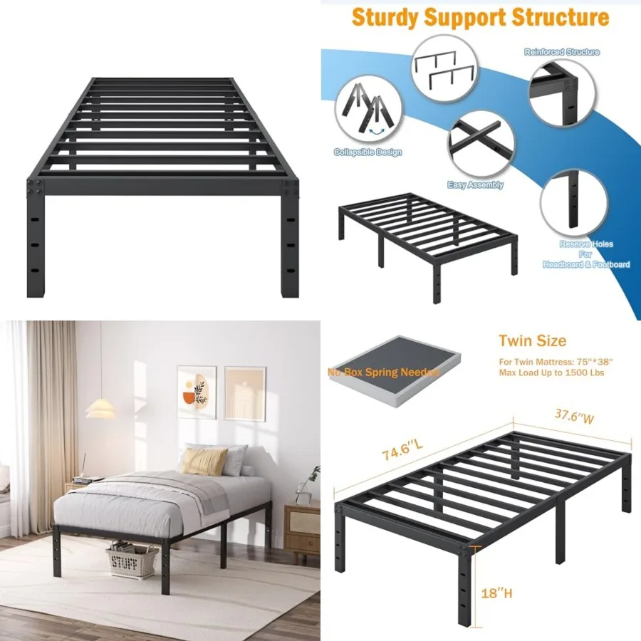 Bed Frame, Metal Platform Bed Frame No Box Spring Needed, Mattress Foundation, Storage Space, No Noise, Easy Assembly
Bed Frame, Metal Platform Bed Frame No Box Spring Needed, Mattress Foundation, Storage Space, No Noise, Easy Assembly