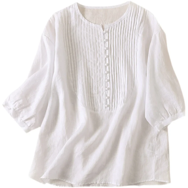 Loose Fit Linen Cotton Blend irt Women's Spring Summer Casual Sle Button up round Ne ort Sve T Top
Loose Fit Linen Cotton Blend irt Women's Spring Summer Casual Sle Button up round Ne ort Sve T Top