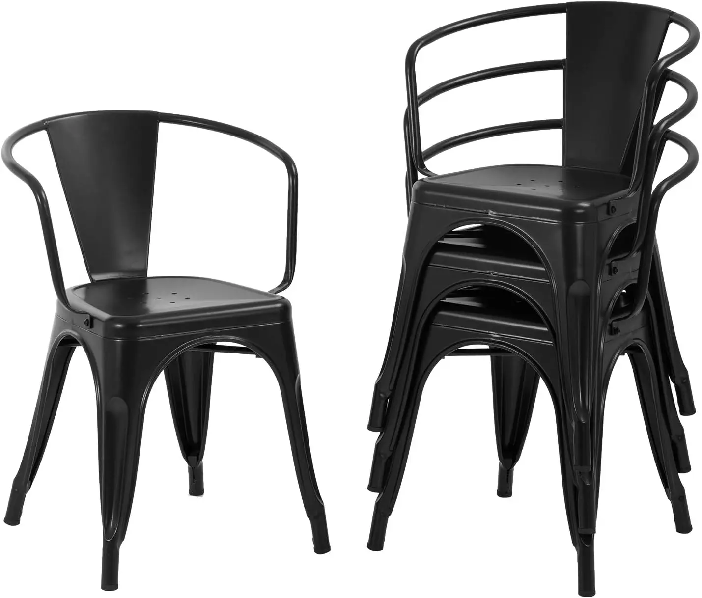 Metal Dining Chairs Set of 4, 18" Seat Height, Stackable, 330LBS Capacity, Black
Metal Dining Chairs Set of 4, 18" Seat Height, Stackable, 330LBS Capacity, Black