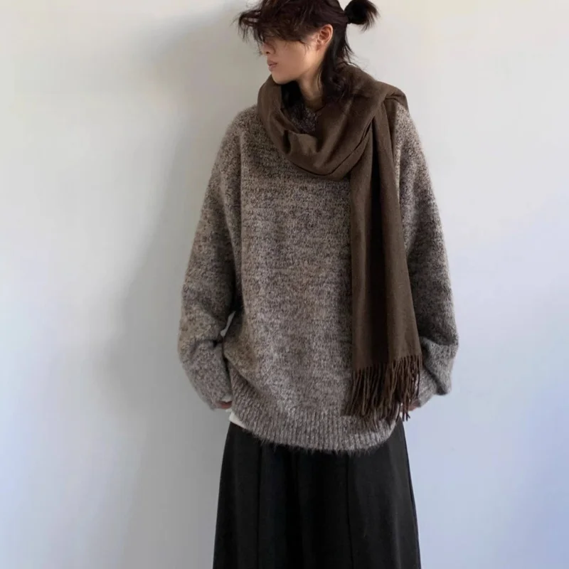 Свитер Laid-ba Sle Basic свободного кроя, повседневный, вязаный, осенне-зимний, в японском ретро-стиле, с круглым вырезом, длинными рукавами, из полиэфирного волокна
Свитер Laid-ba Sle Basic свободного кроя, повседневный, вязаный, осенне-зимний, в японском ретро-стиле, с круглым вырезом, длинными рукавами, из полиэфирного волокна