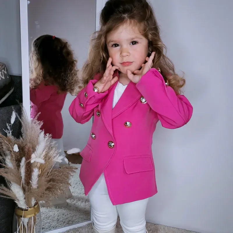 1-10years Pink Blazer For Kids Girls Double Breasted Buttons Blazer Jacket Coats Toddler Children's Autumn Winter Clothing
1-10years Pink Blazer For Kids Girls Double Breasted Buttons Blazer Jacket Coats Toddler Children's Autumn Winter Clothing
