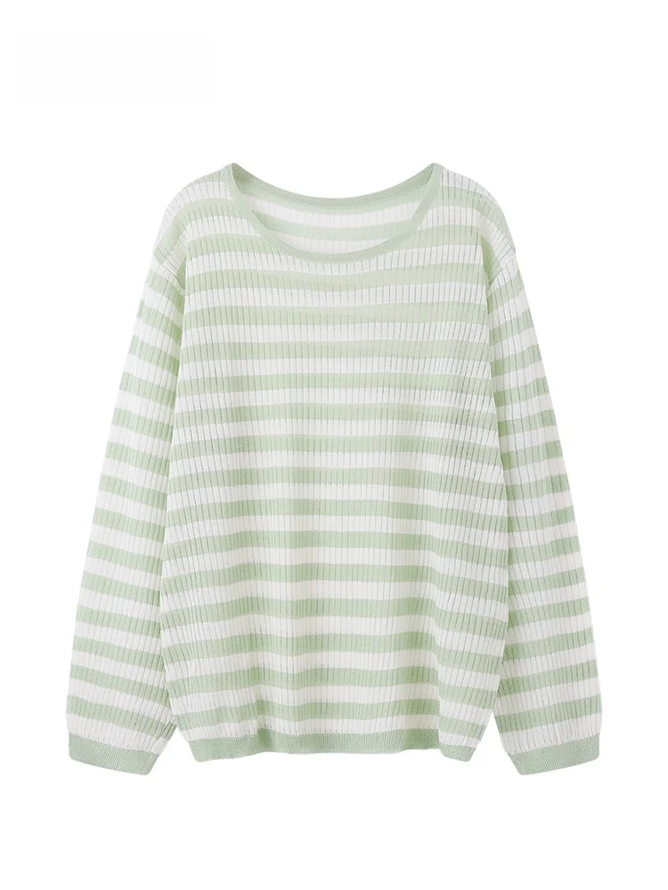 JZZDEMM Ice Silk Thin Stripe Color Blo Loose Knitted Top Women's Outerwear Trendy Commute Sle Long Sve Low round Ne
JZZDEMM Ice Silk Thin Stripe Color Blo Loose Knitted Top Women's Outerwear Trendy Commute Sle Long Sve Low round Ne