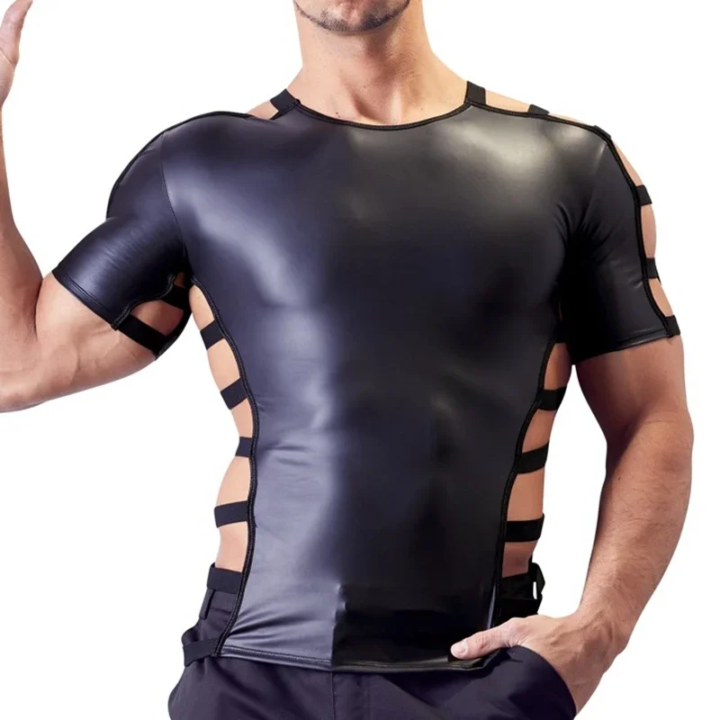 Mens T Shirt Patent Leather Tshirts Sexy Fashion Tees Tight Shirts Faux Leather Funny Undershirts
Mens T Shirt Patent Leather Tshirts Sexy Fashion Tees Tight Shirts Faux Leather Funny Undershirts