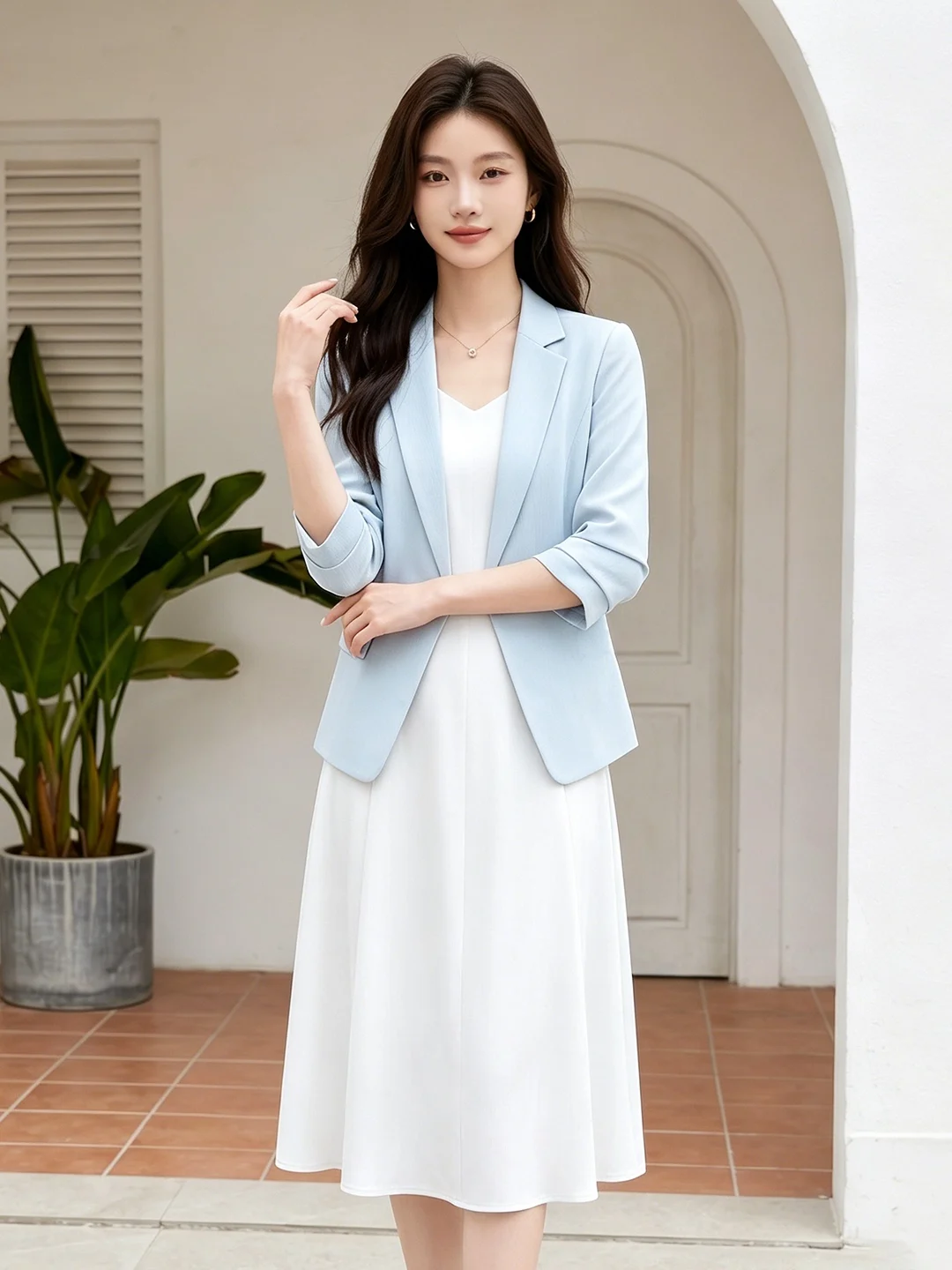 Blue Casual Style Women's Suit Jacket Commute Friendly Seven Sleeve Polyester Fiber Anti-Wrinkle Fashionable Commute Wind
Blue Casual Style Women's Suit Jacket Commute Friendly Seven Sleeve Polyester Fiber Anti-Wrinkle Fashionable Commute Wind
