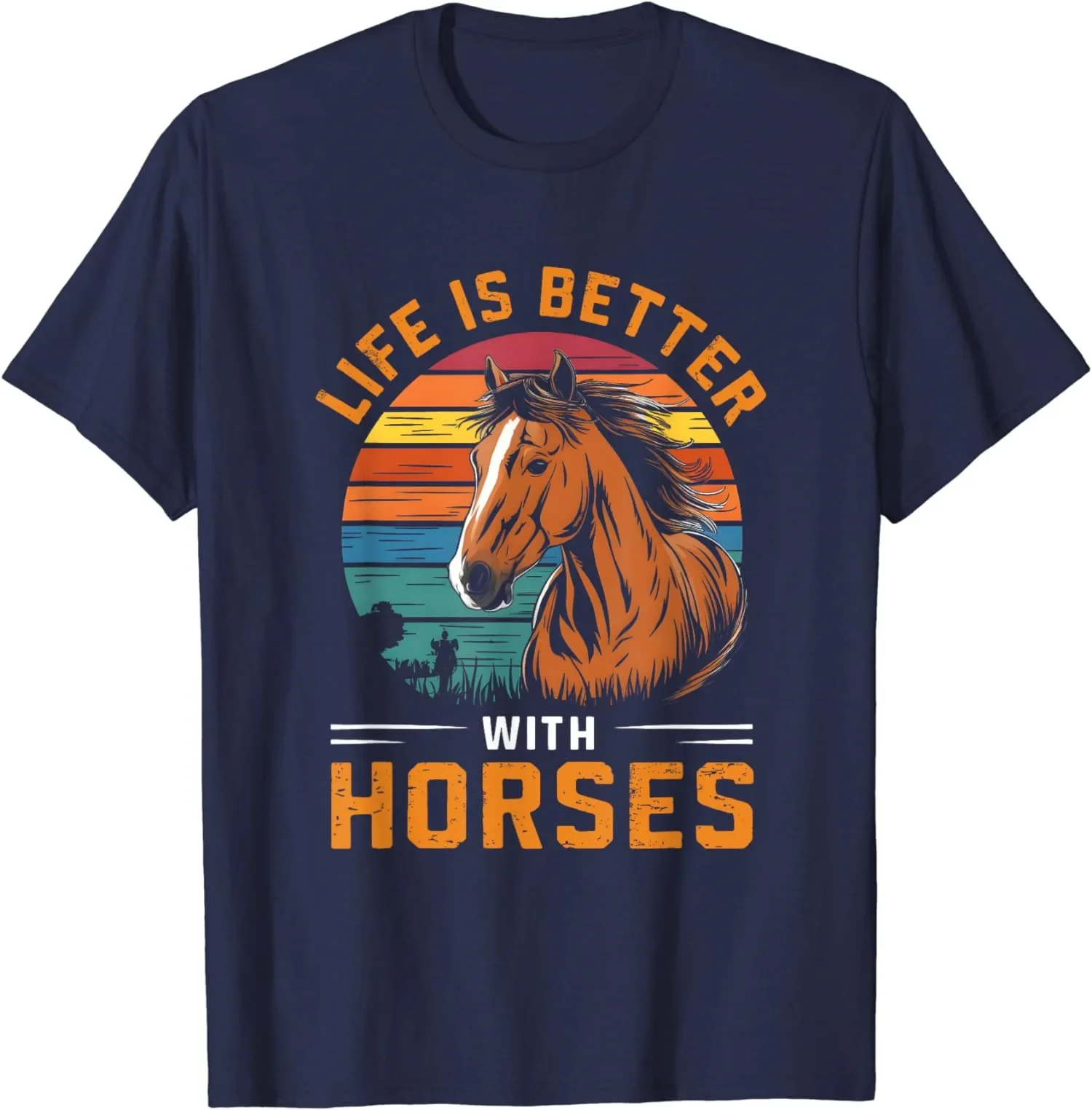 Забавная Ретро футболка в стиле унисекс с надписью Life Is Better With Horse 
Забавная Ретро футболка в стиле унисекс с надписью Life Is Better With Horse