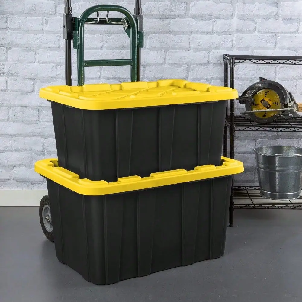 Storage Tote, 27 Gallon Durable Clear Plastic Storage Bin With SnapFit Lid, Yellow, 4 Pack
Storage Tote, 27 Gallon Durable Clear Plastic Storage Bin With SnapFit Lid, Yellow, 4 Pack