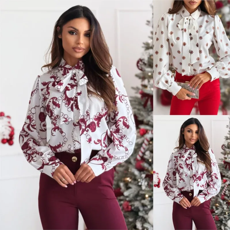 Spring New 2025 Women Shirt Vintage Elegant Bow Popular Printed Shirts Office Ladies Blouse Fashion Long Sleeve Floral Shirt Top
Spring New 2025 Women Shirt Vintage Elegant Bow Popular Printed Shirts Office Ladies Blouse Fashion Long Sleeve Floral Shirt Top