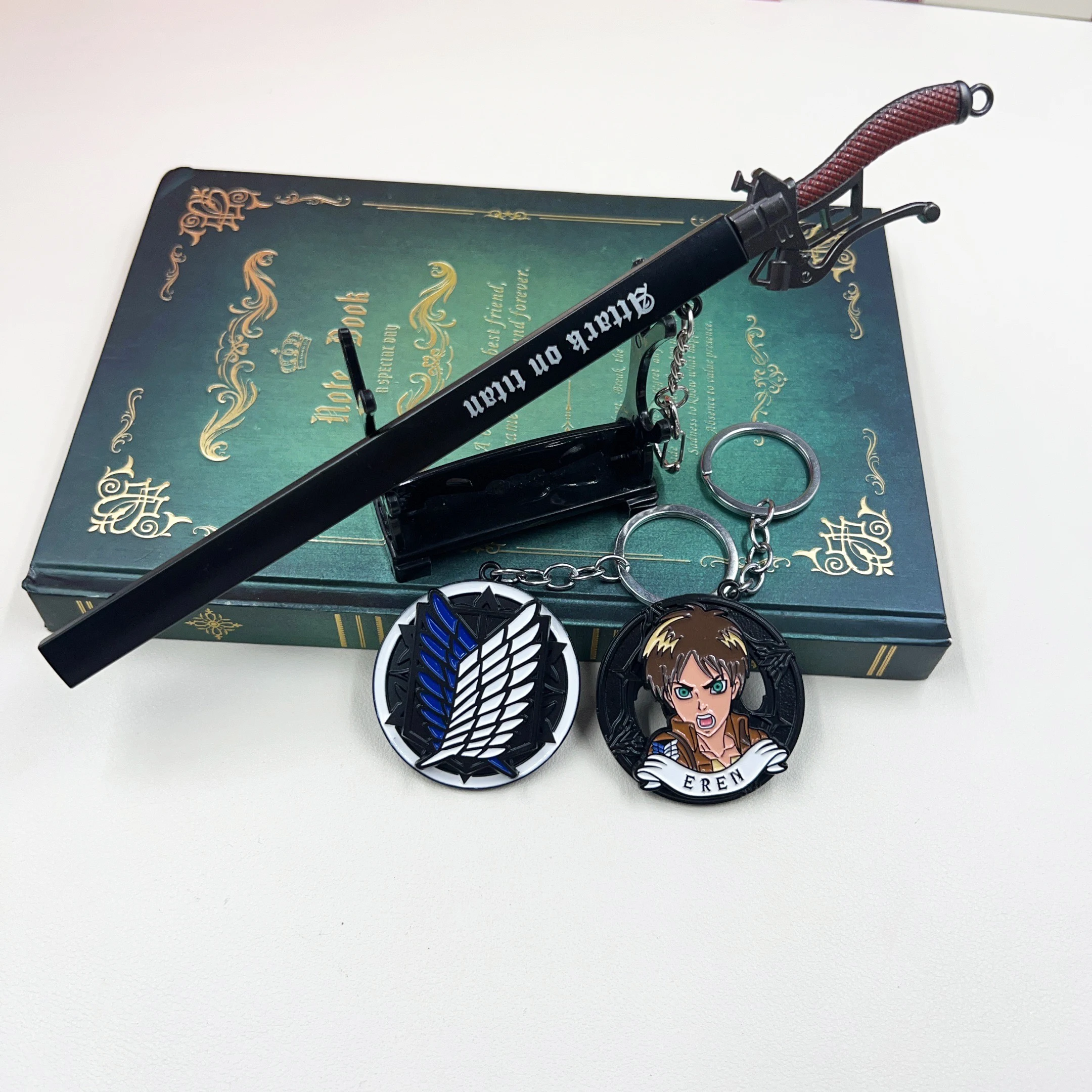 Attack on Titan Eren Jaeger Katana Keychain 22cm Anime Peripherals Mini Sword with Sheath Model with Sheath Keychain Jewelry
Attack on Titan Eren Jaeger Katana Keychain 22cm Anime Peripherals Mini Sword with Sheath Model with Sheath Keychain Jewelry