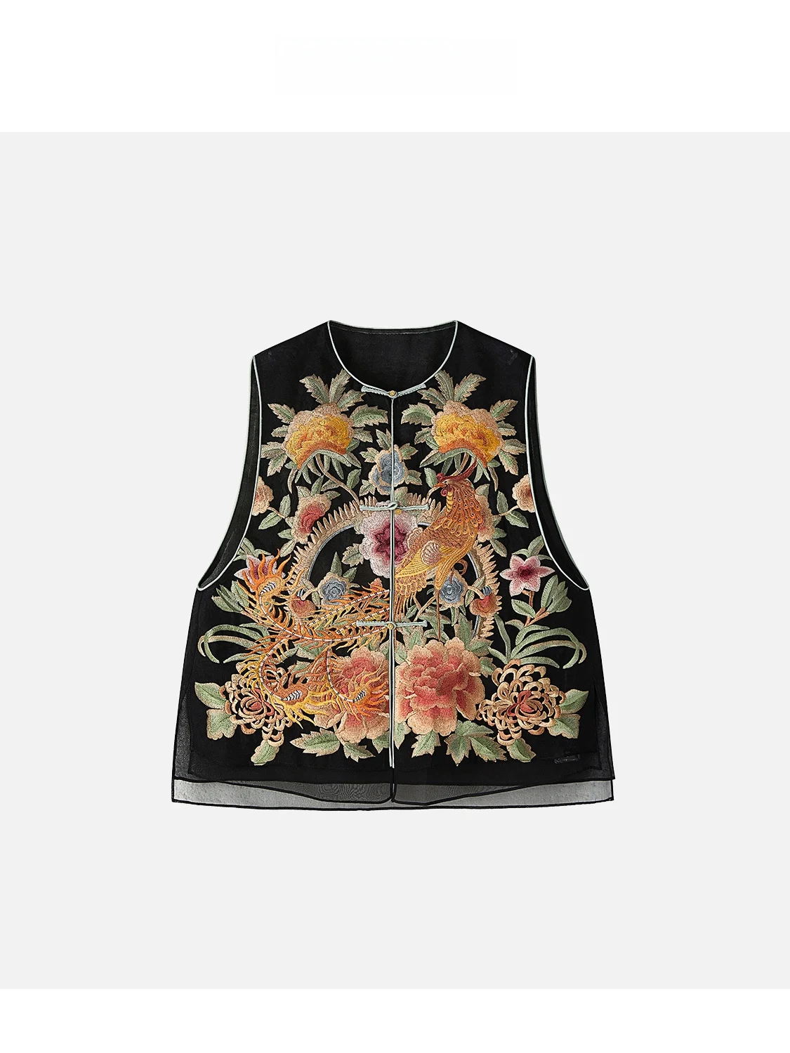 Новая женская шелковая жилетка JINGJING2025 в стиле «Восточная классика» с вышивкой «Феникс и пион», коллекция «Весна-Лето», китайский стиль
Новая женская шелковая жилетка JINGJING2025 в стиле «Восточная классика» с вышивкой «Феникс и пион», коллекция «Весна-Лето», китайский стиль