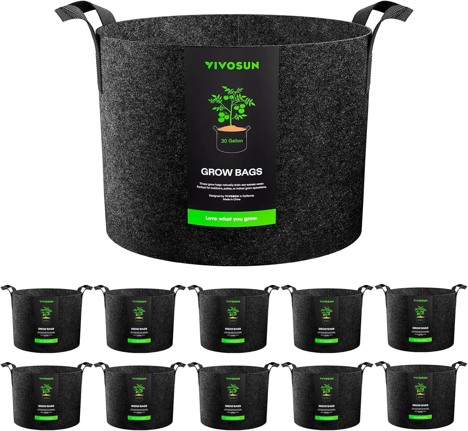 10-Pack 30 Gallon Reinforced Fabric Grow Bags for Gardening, Durable and Breathable
10-Pack 30 Gallon Reinforced Fabric Grow Bags for Gardening, Durable and Breathable