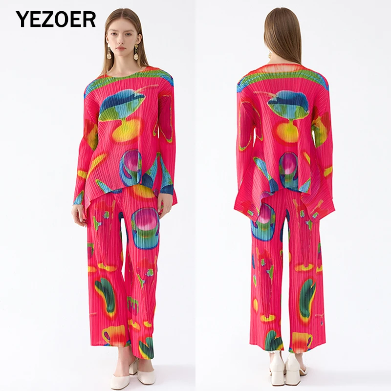 Женский топ Miyake с круглым вырезом и длинными рукавами + брюки девять минут, комплект из двух предметов, плиссированные прямые брюки с розовым принтом, весна 2025 г.
Женский топ Miyake с круглым вырезом и длинными рукавами + брюки девять минут, комплект из двух предметов, плиссированные прямые брюки с розовым принтом, весна 2025 г.