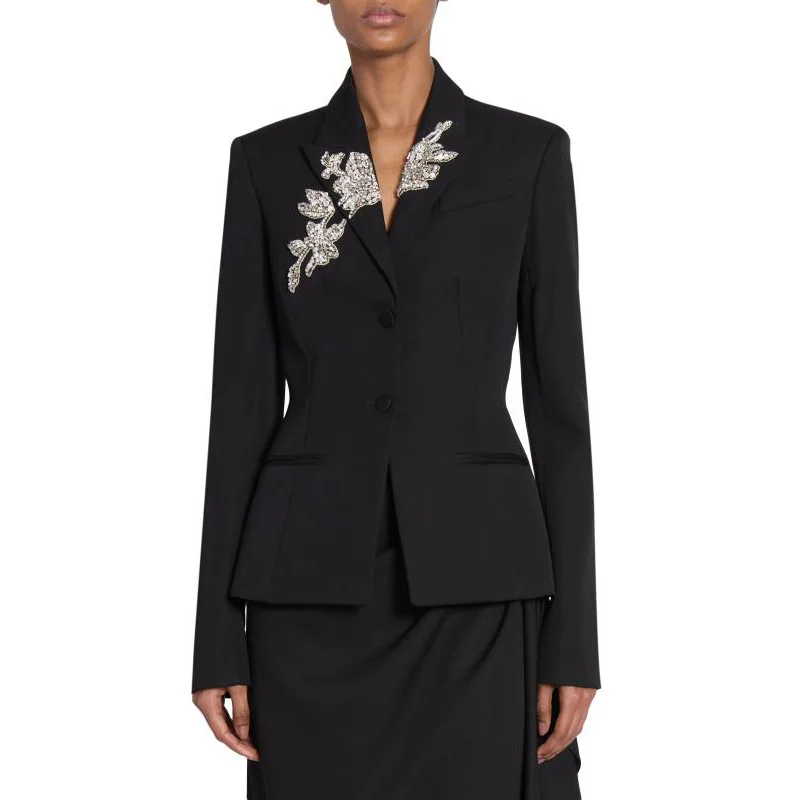 Women's Elegant Long-Sleeve Slim-Fit Blazer Autumn New Style with Rhinestone Details Fashionable Outerwear
Women's Elegant Long-Sleeve Slim-Fit Blazer Autumn New Style with Rhinestone Details Fashionable Outerwear