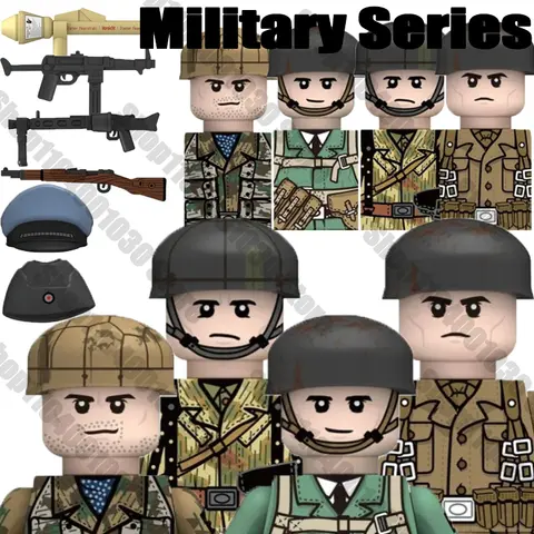 MOC Military Paratroops Building Blocks German Army Soldier Figures Warrior Infantry Plane Accessories Cannon Bricks Toys Boys