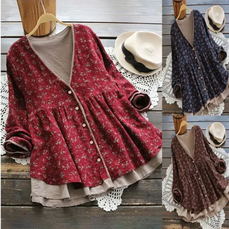 Women's Dark Blue Floral Print Long Sleeve Blouse V-Neck Button Front Loose Casual Shirt
Women's Dark Blue Floral Print Long Sleeve Blouse V-Neck Button Front Loose Casual Shirt