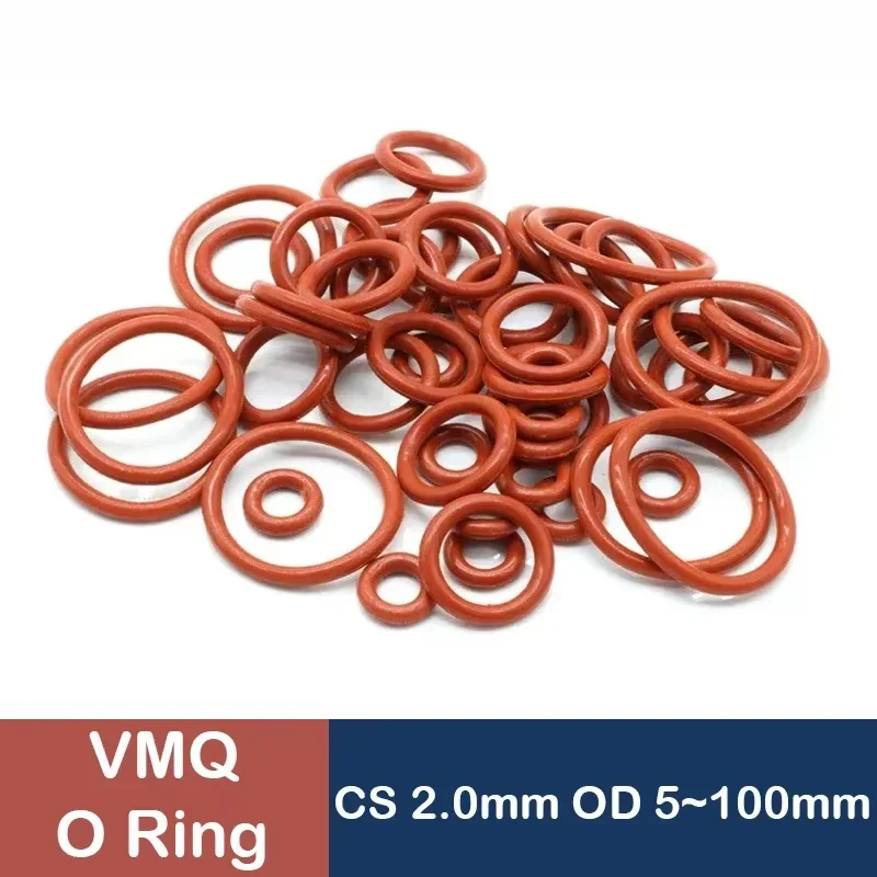Food Grade VMQ O Ring Gasket CS 2mm OD 5 ~ 100mm Waterproof Washer Round O Shape Rubber Silicone Ring Red 10/50Pcs
Food Grade VMQ O Ring Gasket CS 2mm OD 5 ~ 100mm Waterproof Washer Round O Shape Rubber Silicone Ring Red 10/50Pcs
