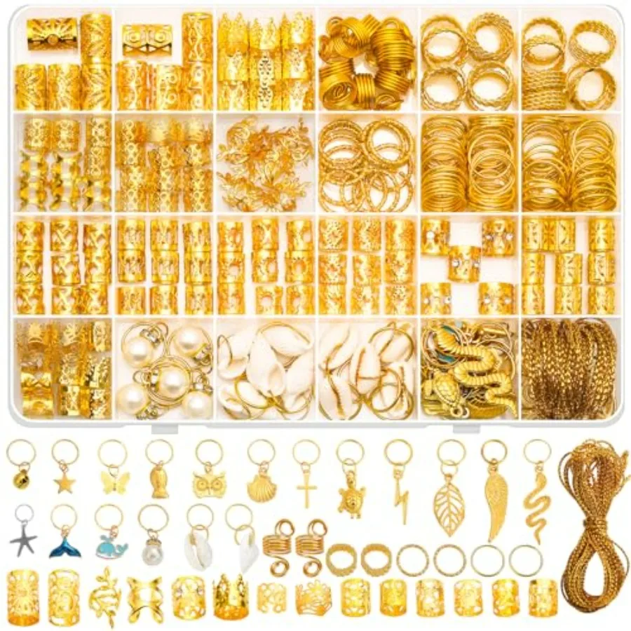 Gold Hair Jewelry for Braids, Gold Dreadlock Hair Accessories with Pendants Charms, Loc Jewelry for Hair Dreadlocks Rings Cuff
Gold Hair Jewelry for Braids, Gold Dreadlock Hair Accessories with Pendants Charms, Loc Jewelry for Hair Dreadlocks Rings Cuff