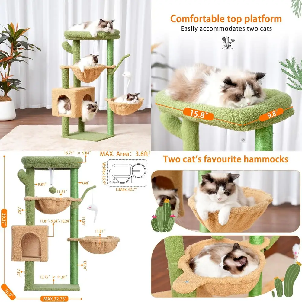 Когтеточка-башня для кошек в стиле кактуса 39.4 с платформами, корзинами и игрушкой
Когтеточка-башня для кошек в стиле кактуса 39.4 с платформами, корзинами и игрушкой