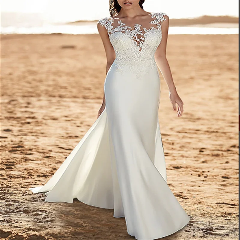 Lush Wedding Dresses Luxury 2025 White Beach Weddings Dresses Sleeveless Bridal Elegant Applique Lace Bridal Dresses Customized
Lush Wedding Dresses Luxury 2025 White Beach Weddings Dresses Sleeveless Bridal Elegant Applique Lace Bridal Dresses Customized