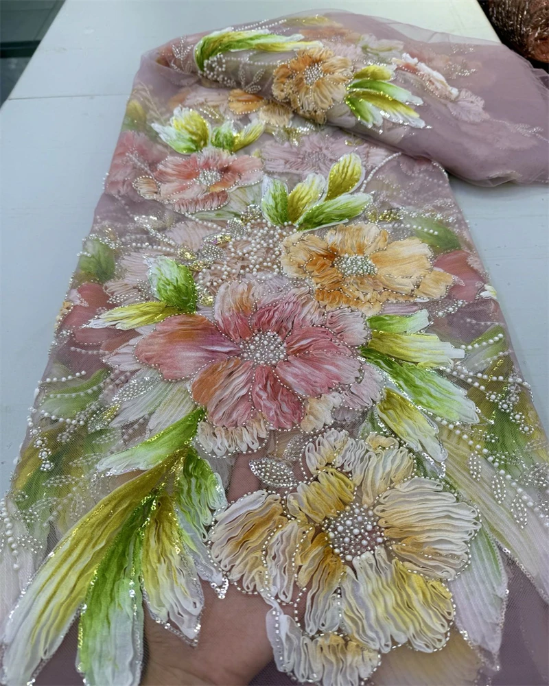 Latest 3D Flowers African Lace Fabric Styles French Tulle Lace Fabrics 5 Yards Nigerian Lace Fabrics For Party Dress Sewing
Latest 3D Flowers African Lace Fabric Styles French Tulle Lace Fabrics 5 Yards Nigerian Lace Fabrics For Party Dress Sewing