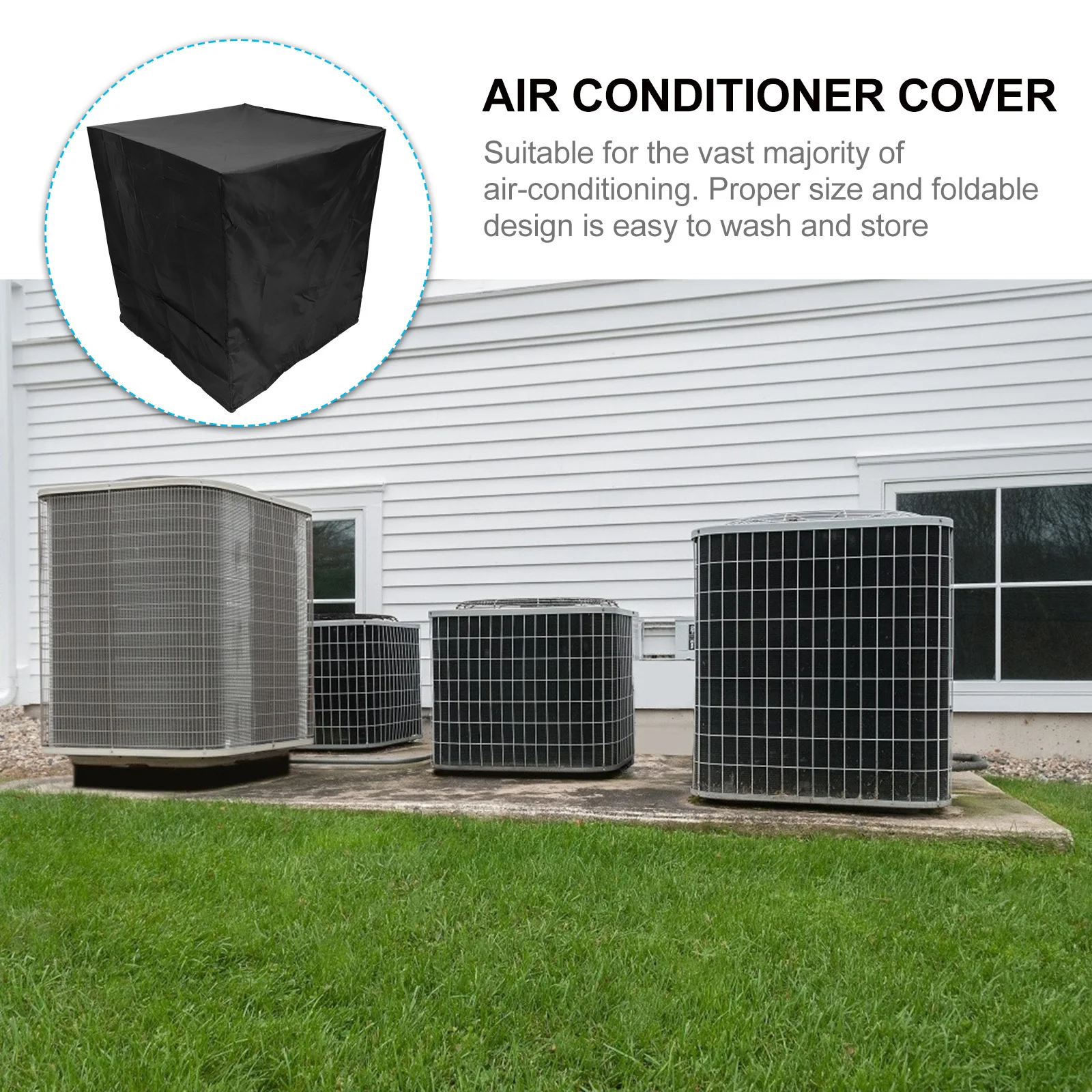 1pc Air Conditioner Cover Waterproof Square Outdoor Units Protector Black Polyester Fabric For Ac Outer Unit Parts Accessory
1pc Air Conditioner Cover Waterproof Square Outdoor Units Protector Black Polyester Fabric For Ac Outer Unit Parts Accessory