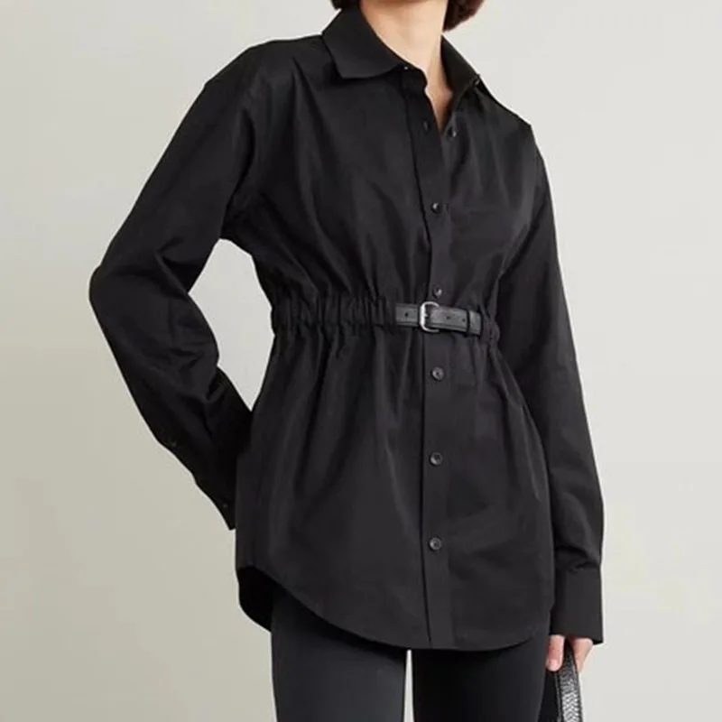 Women's shirts 2024 Summer New Korean Fashion Flip Collar Long sleeved Top Pure Cotton Blouses for lady Belt Slim Fit Top women
Women's shirts 2024 Summer New Korean Fashion Flip Collar Long sleeved Top Pure Cotton Blouses for lady Belt Slim Fit Top women