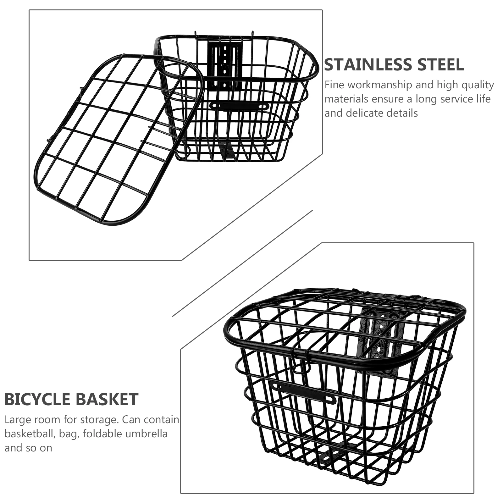 1pc Wire Bike Basket Stainless Steel Large Capacity Storage Container Black Color Multipurpose Shopping Gadget Holder Practical
1pc Wire Bike Basket Stainless Steel Large Capacity Storage Container Black Color Multipurpose Shopping Gadget Holder Practical