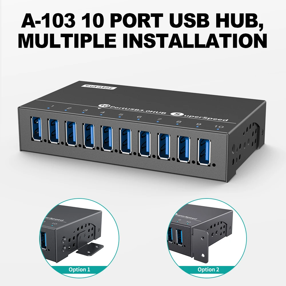 Sipolar A-103 10 Port USB 3.0 Data Hub for SSD Hard Drive High Speed USB Splitter 5Gbps with 12V 5A Adapter for Windows
Sipolar A-103 10 Port USB 3.0 Data Hub for SSD Hard Drive High Speed USB Splitter 5Gbps with 12V 5A Adapter for Windows