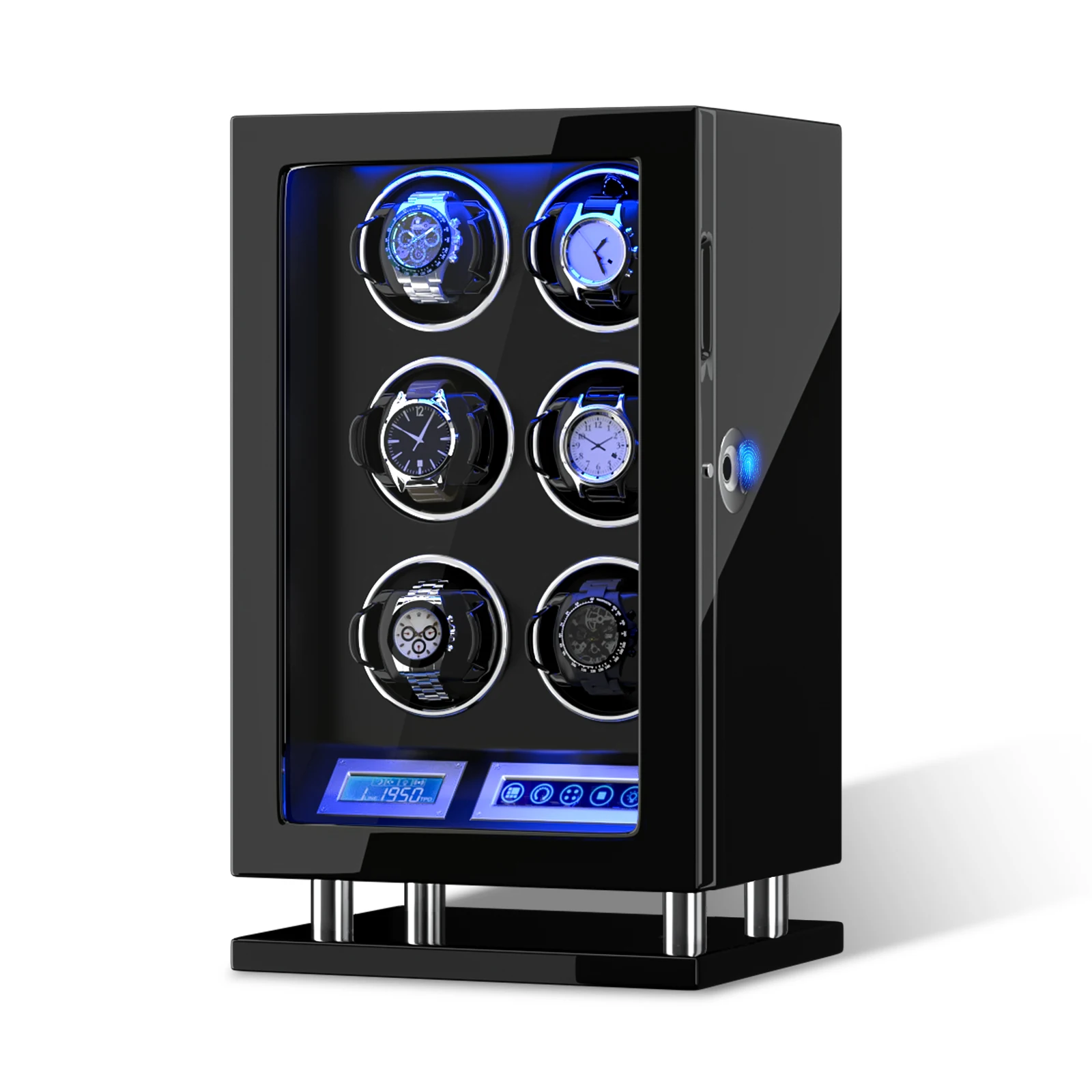 Fingerprint Unlock 6 Watches For Automatic Watch Winder Box with LCD Touchscreen Remote Control LED Light Display Storage Box
Fingerprint Unlock 6 Watches For Automatic Watch Winder Box with LCD Touchscreen Remote Control LED Light Display Storage Box